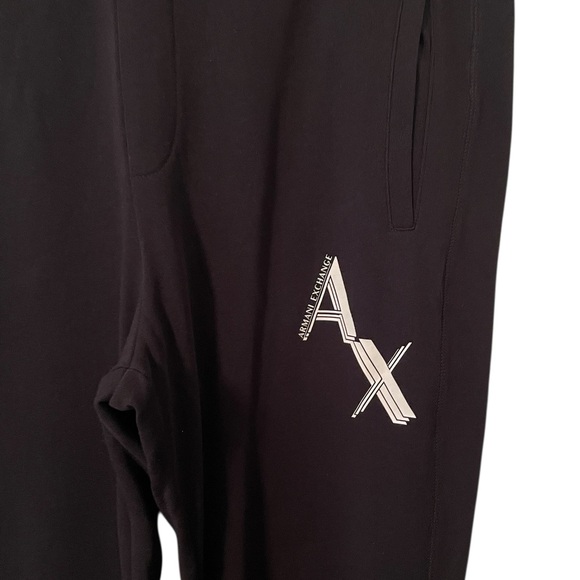 ARMANI EXCHANGE |‎ Men’s Black Logo Graphic Cuffed Sweatpants Joggers Size L - Picture 3 of 6